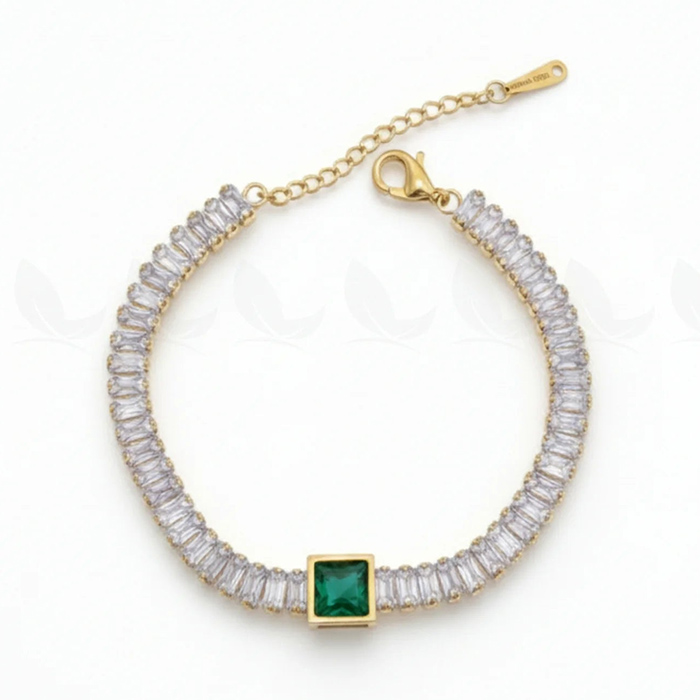 Delicate Solitaire Baguette Bracelet