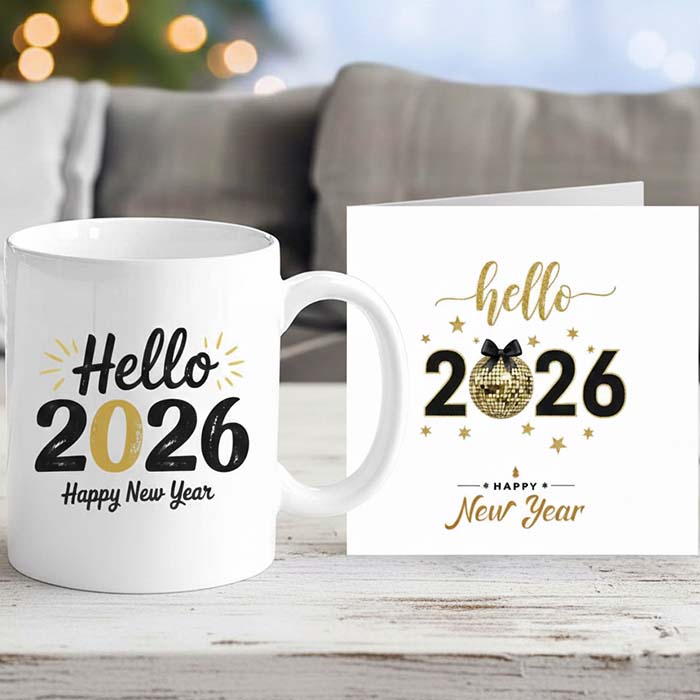 Happy New Year 2026 Mug & Card