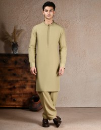 Beige Blended Kameez Shalwar J.