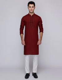 Maroon Cotton Special Kurta J.
