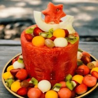 Fresh Mix Fruits Bucket Cake